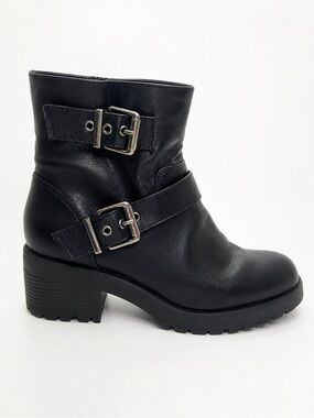 Tell Me Lies Screen Worn Black Moto Buckle Ankle Boots 6.5 Lug Sole Biker